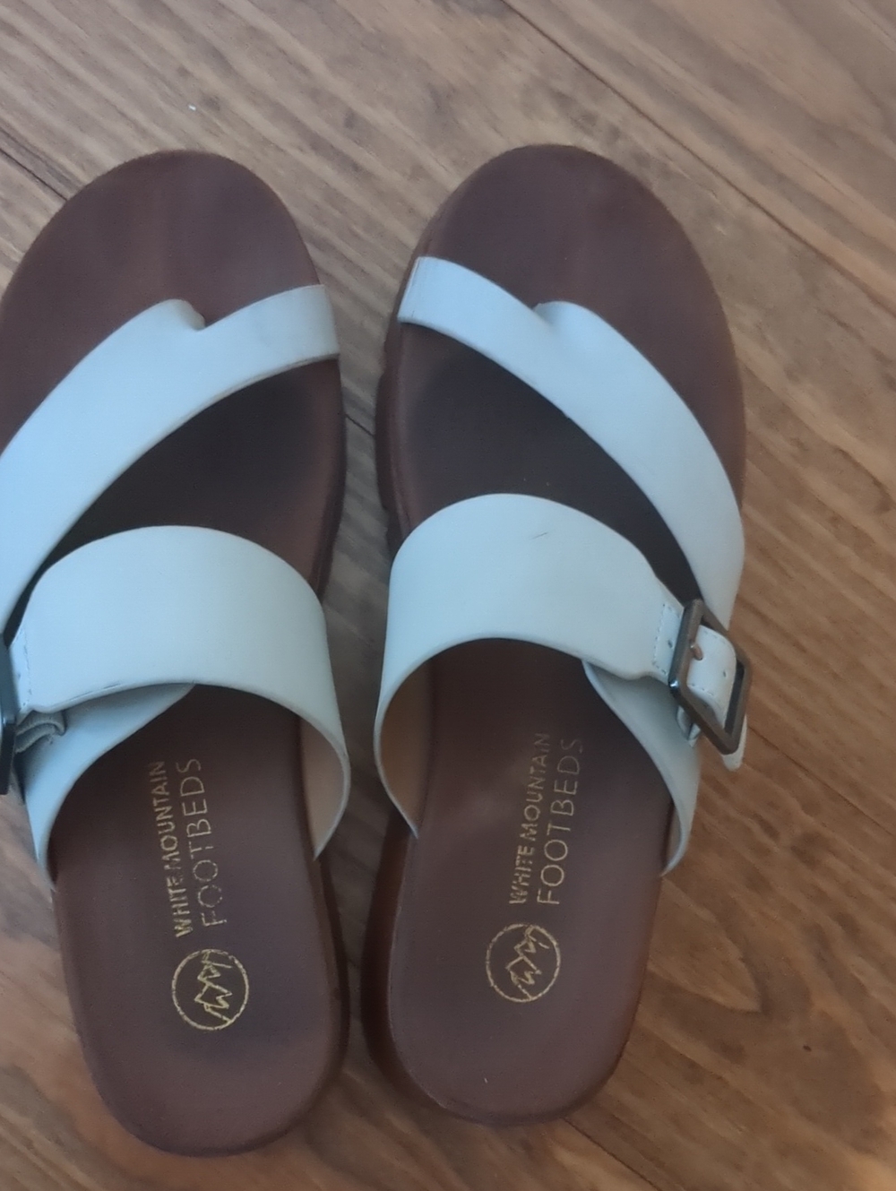 White Mountain White Two-Strap Buckle Slide Sandals